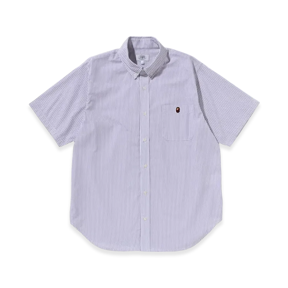 A BATHING APE One Point Stripe BD Shirt "White"