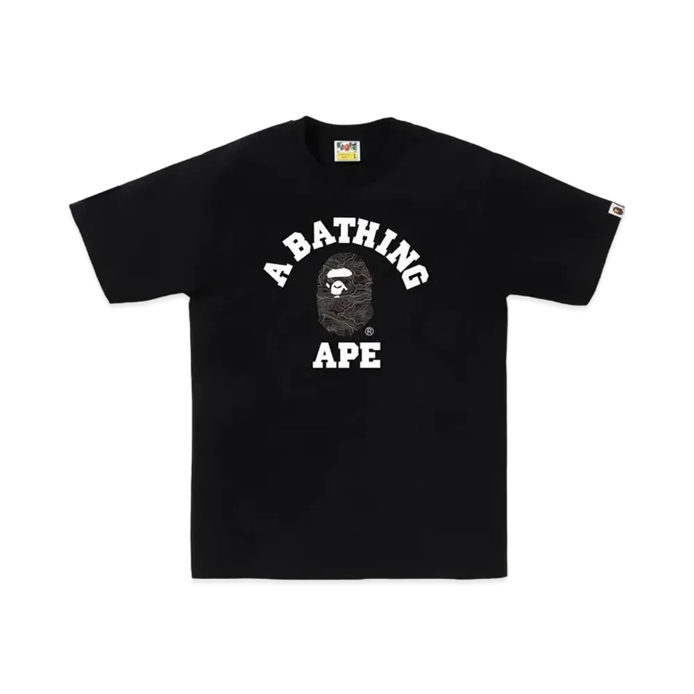 A BATHING APE Layered Line Camo College Tee "Black/Black"