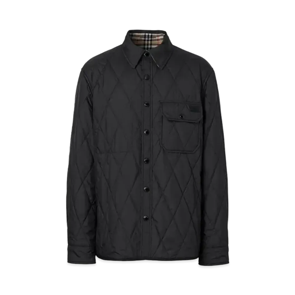 Burberry Men's Cresswell Reversible Quilted Shirt Jacket "Black"