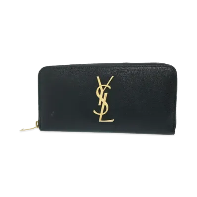 Saint Laurent Croco Emboss Full Zip Wallet "Black"