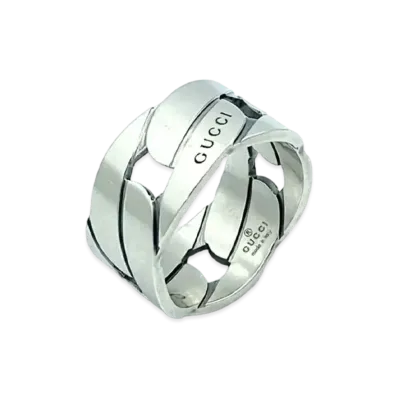 GUCCI Chain Motif Ring "Silver
