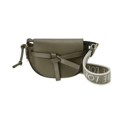 LOEWE Mini Gate Dual Bag In Soft Calfskin And Jacquard "Autumn Green"