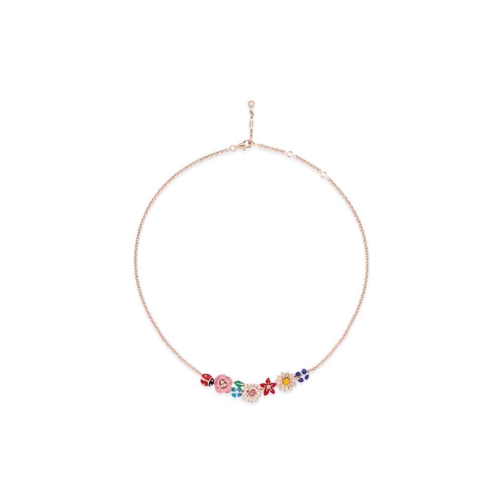 Dior Diorette Necklace Diamonds Sapphires Lacquer "Pink Gold"