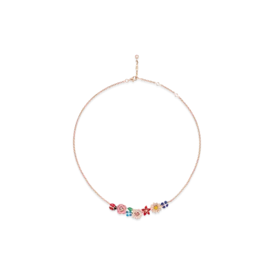 Dior Diorette Necklace Diamonds Sapphires Lacquer "Pink Gold"