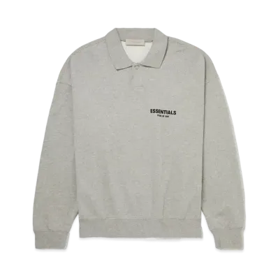 FEAR OF GOD ESSENTIALS Logo Flocked Cotton Jersey Polo Shirt "Dark Oatmeal"