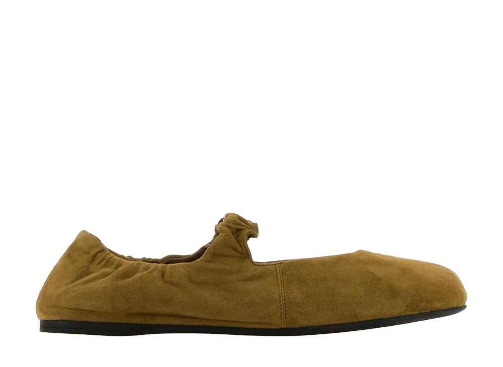 MIU MIU Women's Ruches Suede Ballerinas "Olive"