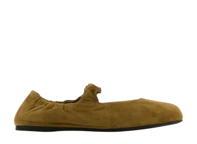 MIU MIU Women's Ruches Suede Ballerinas "Olive"