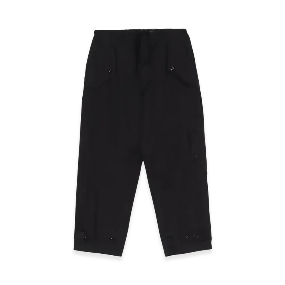 WILDSIDE YOHJI YAMAMOTO Cotton Chino Flap Pocket Drawstring Pants "Black"