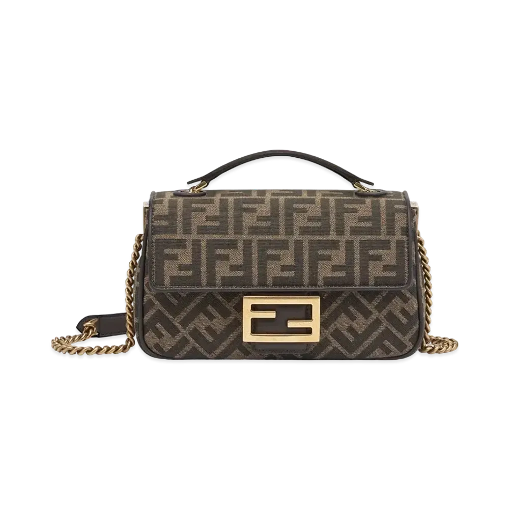 FENDI Baguette Chain Medium FF Jacquard Fabric Bag "Multicolor"