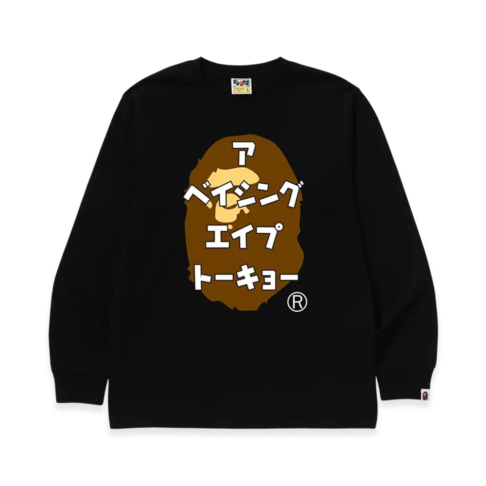 A BATHING APE Ape Head Katakana L/S Tee "Black"