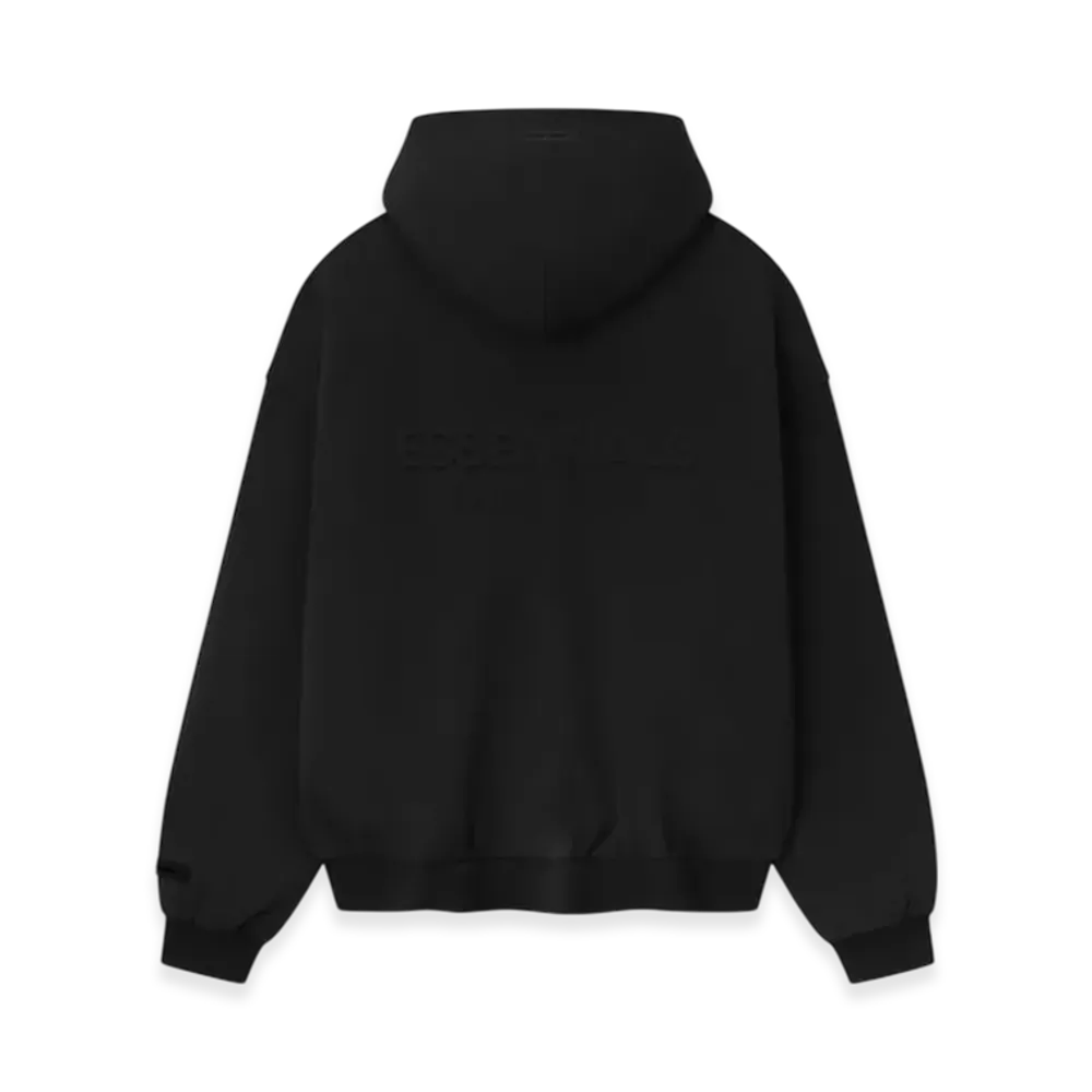 FEAR OF GOD ESSENTIALS Embossed Classic Fleece Zip-Up Hoodie "Jet Black"