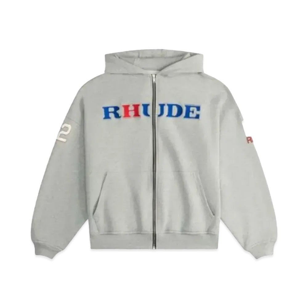 RHUDE Racing Zip-Up Hoodie "Grey"
