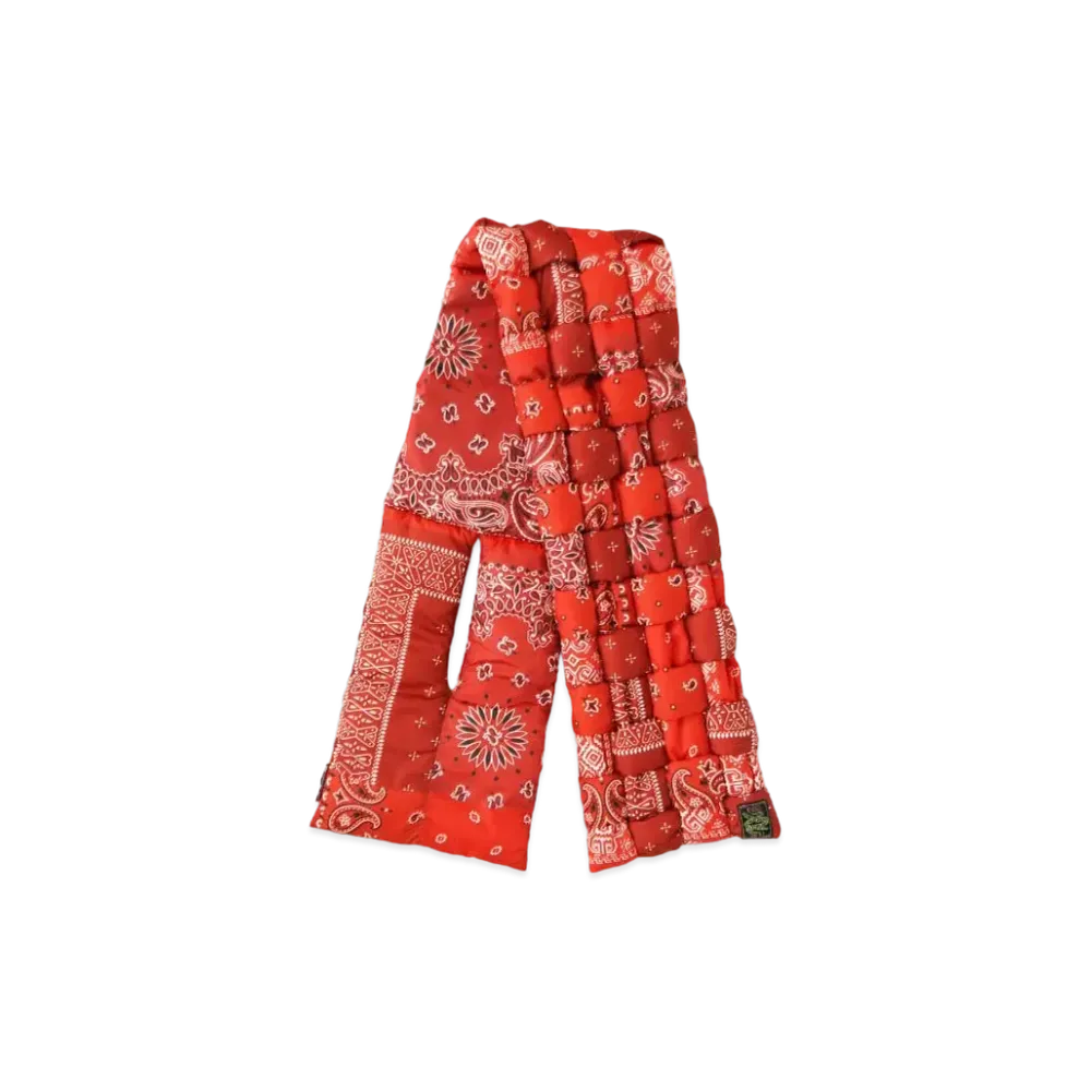 KAPITAL Bandanna Transcription Nylon Weaving Muffler "Red"