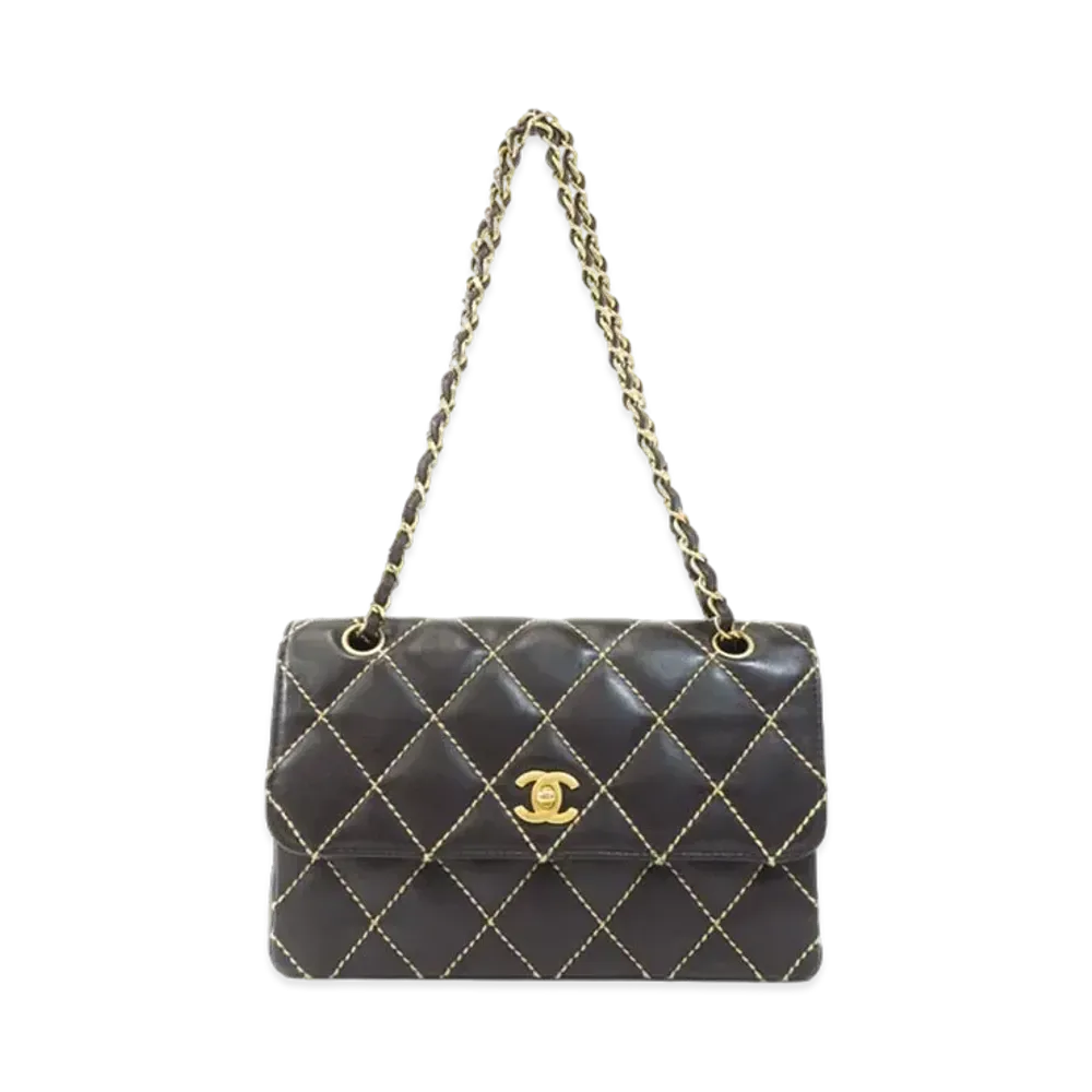 CHANEL Wild Stitch Chain Shoulder Bag "Black"
