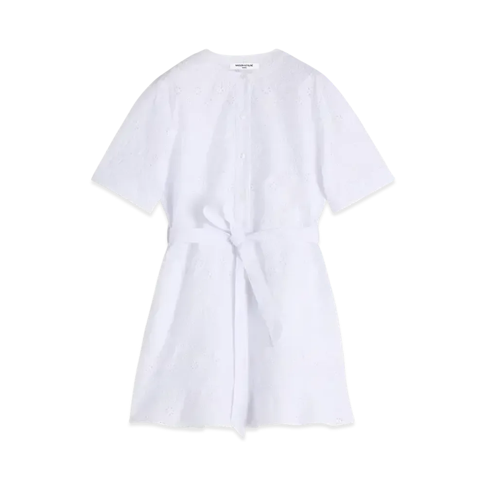 Maison Kitsune Broderie Anglaise Godet Mini Dress "White"