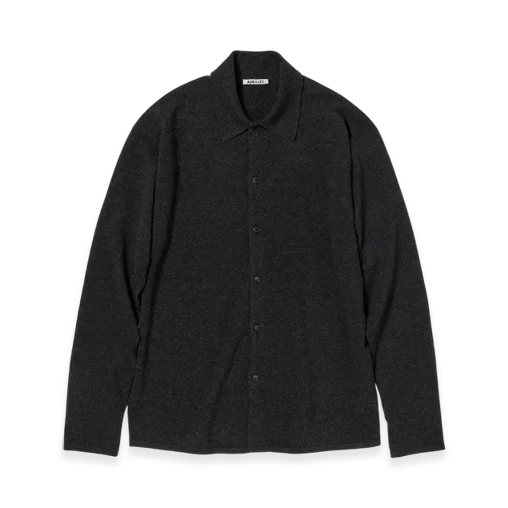 AURALEE High Twist Wool Knit Shirt Cardigan "Charcoal"