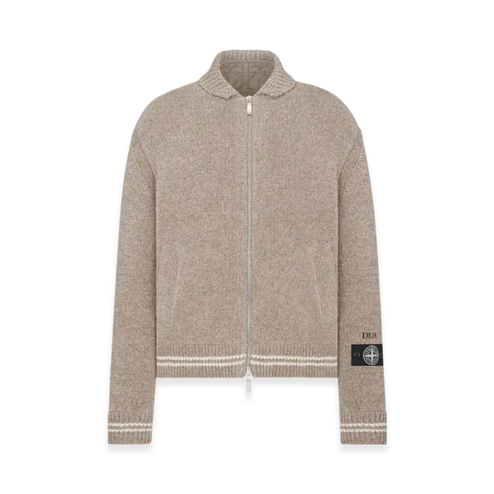 Dior x Stone Island Wool-Blend Knit Blouson Jacket "Gray"