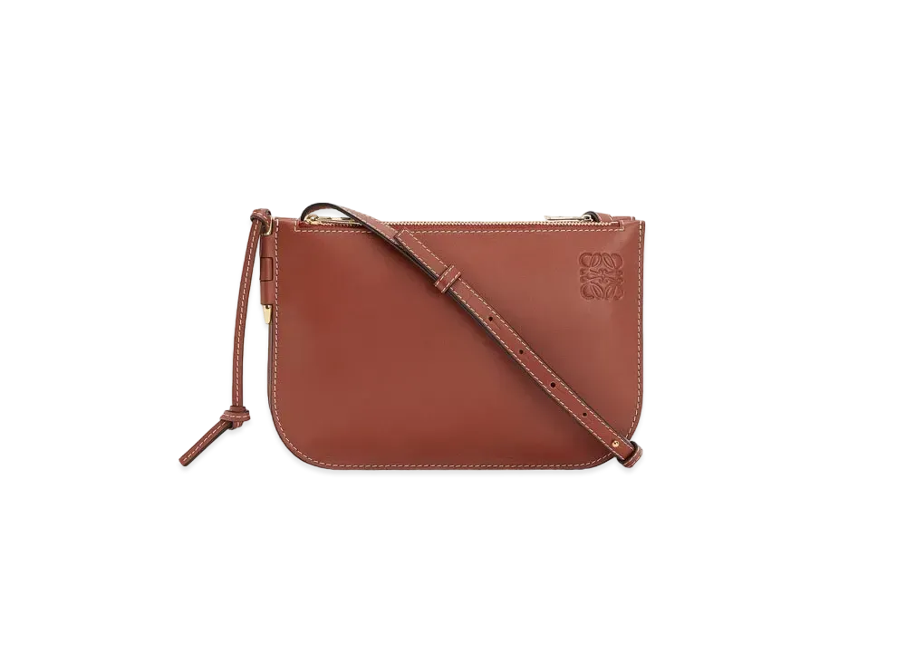 LOEWE Gate Double Zip Pouch In Soft Calfskin "Rust Color"