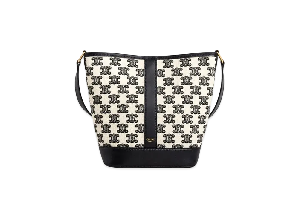 CELINE Small Bucket In Textile With Triomphe Embroidery "Black"