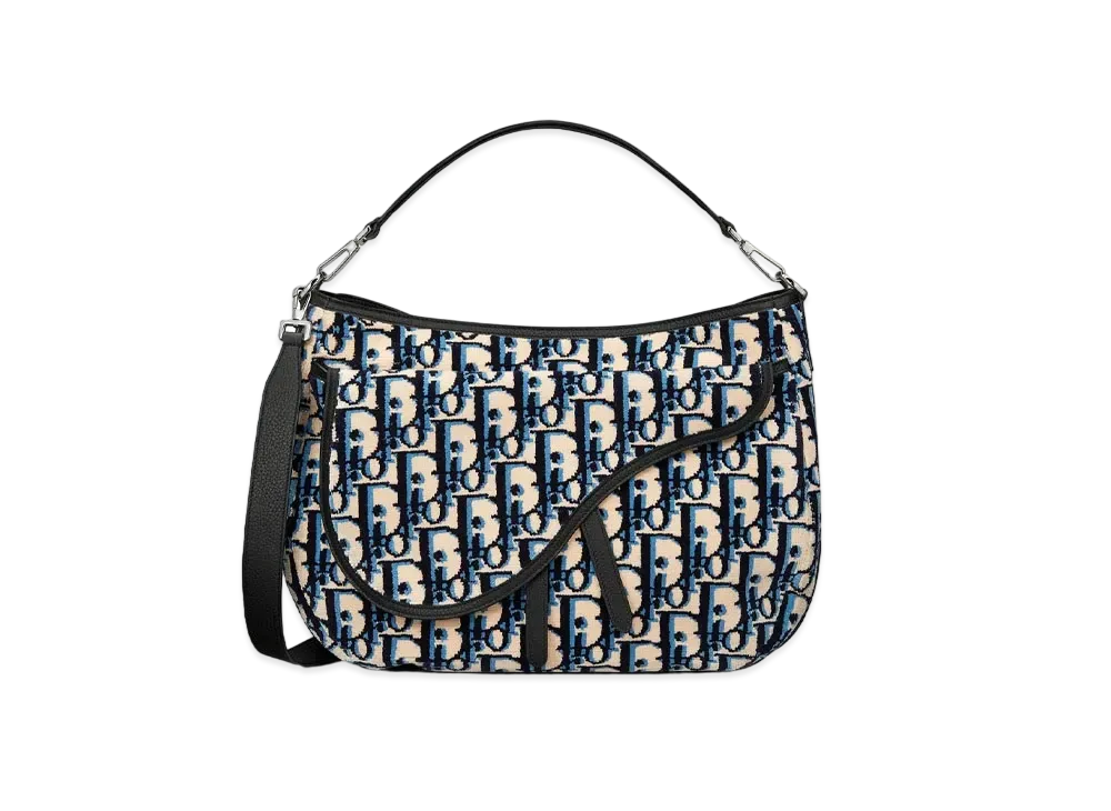 Dior Saddle Soft Bag Dior Oblique Tapestry & Grain Calfskin "Beige"