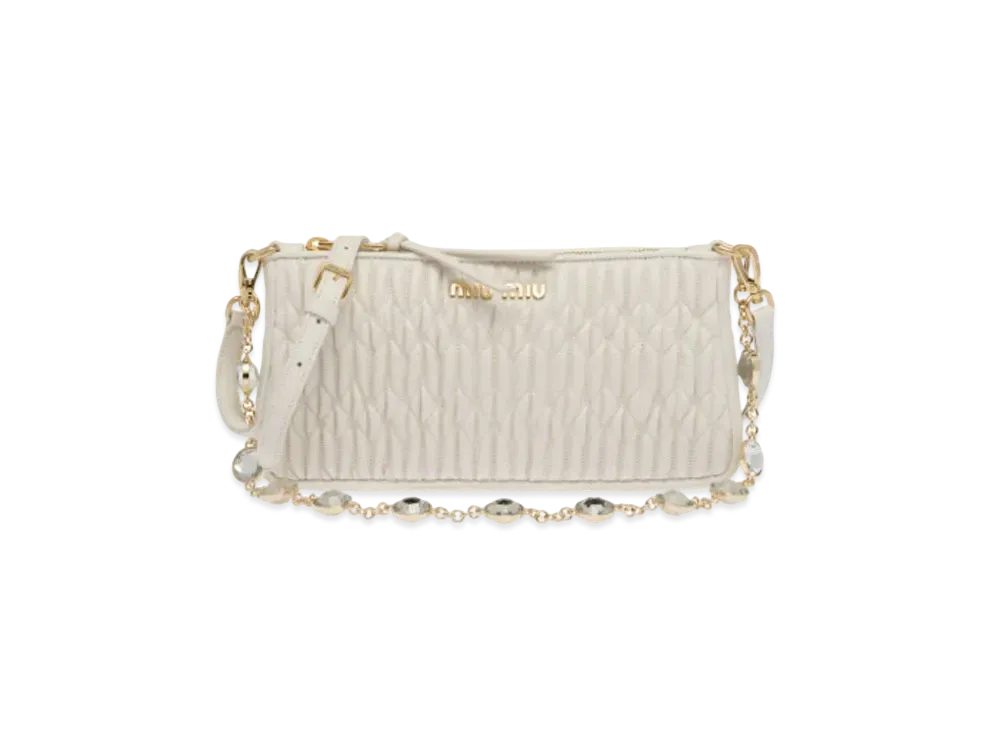 MIU MIU Nappa Crystal Shoulder Bag "White"
