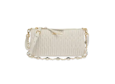 MIU MIU Nappa Crystal Shoulder Bag "White"