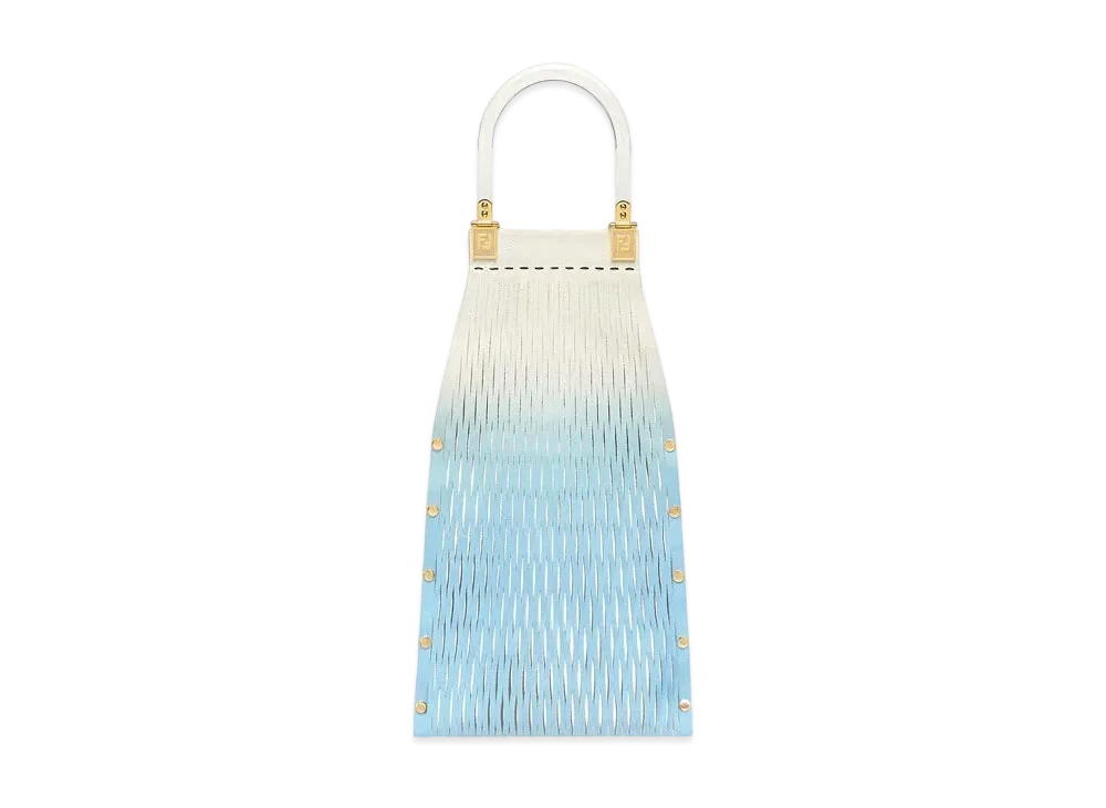 FENDI Sunny Leather Shopper "White/Light Blue"