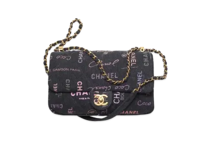 CHANEL Large Flap Bag Print Denim "Black/Multicolor"