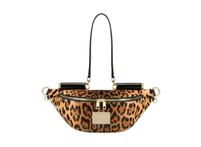 Dolce&Gabbana 90Es Sicily Waist Poach Small Ponnyskin Leopard Printed Logo Plate "Multicolor"