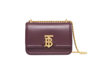 BURBERRY Small Leather TB Bag "Deep Maroon"