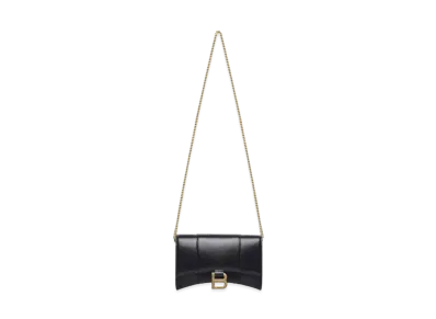 BALENCIAGA Hourglass Chain Mini Wallet "Black"