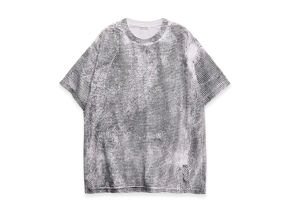 NICENESS Lydon Houndstooth Print Faded T-Shirt "Off White"