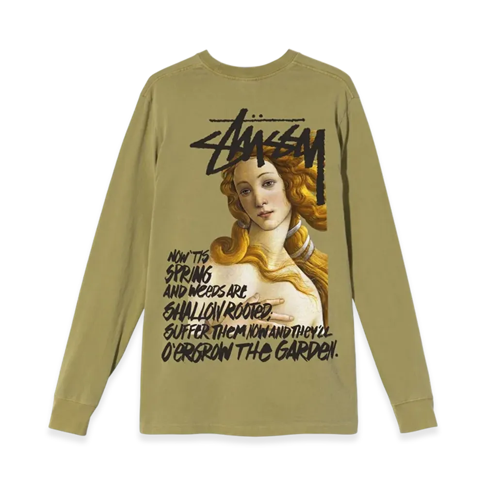 Stussy Spring Weeds Pigment Dyed LS Tee "Citron"