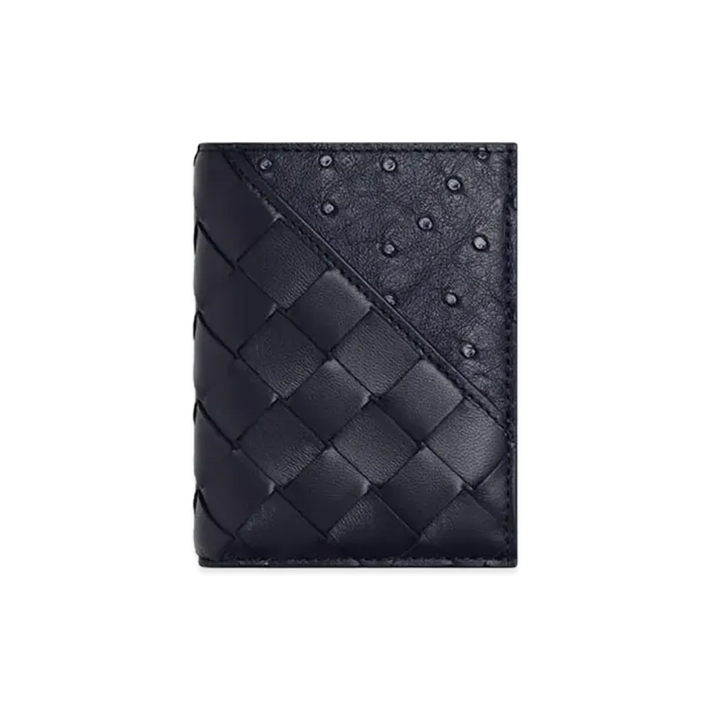 Bottega Veneta Intrecciato Diagonal Flap Card Case "Nocturnal"