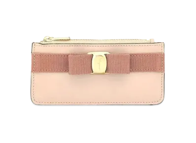 Salvatore Ferragamo Vara Bow Credit Card Holder "New Blush/Mangiarotti Carrara"