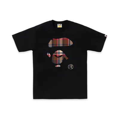 A BATHING APE Bape Check Ape Face Tee "Black/Red"