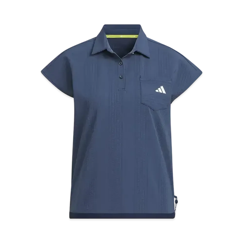 adidas Golf Seersucker Short Sleeve Polo Shirt "Collegiate Navy/Wonder Silver"