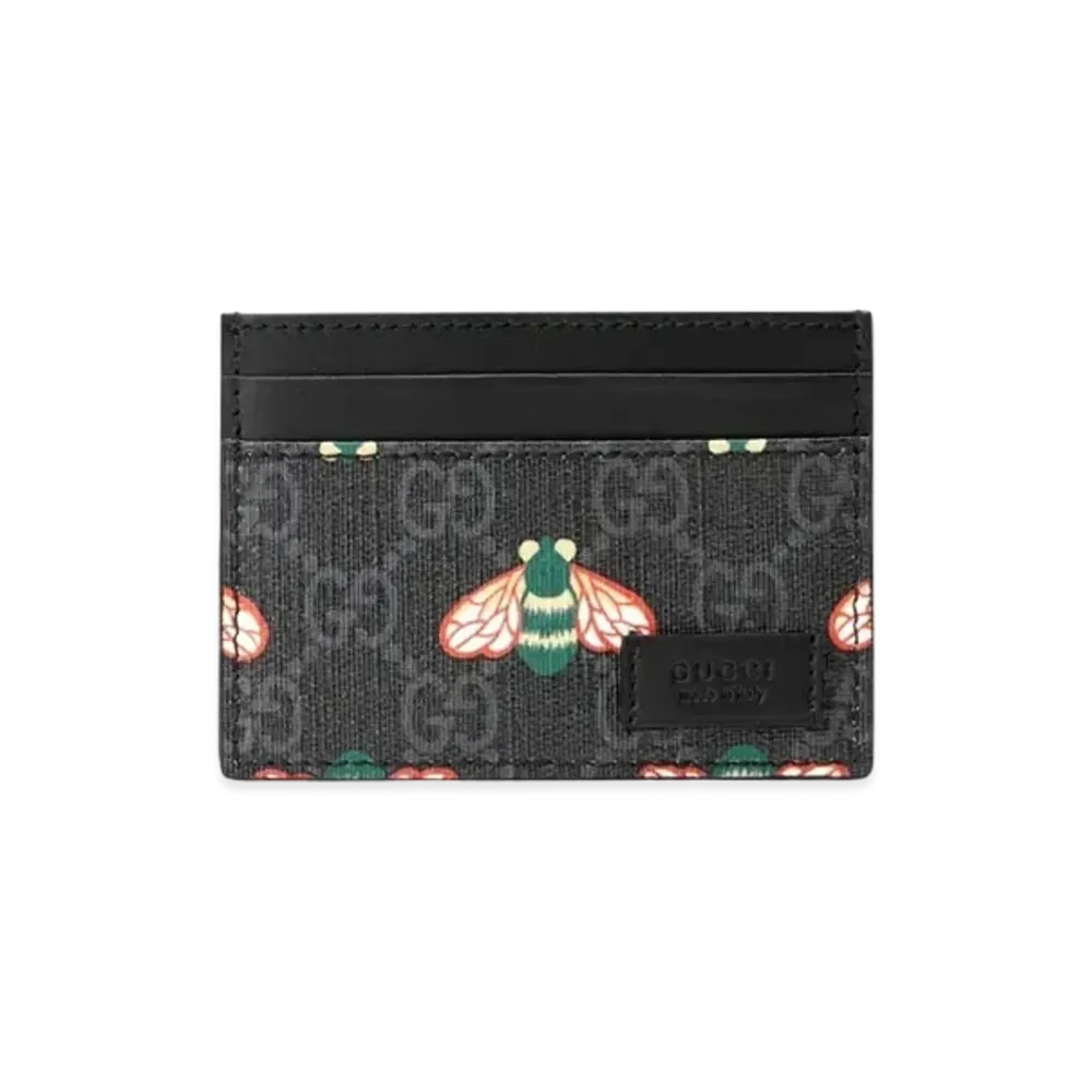 GUCCI Bestiary Card Case with Bees "Black"