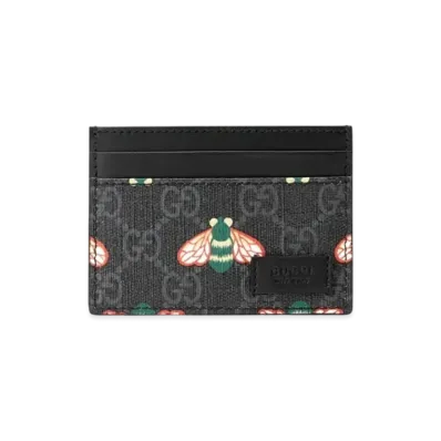 GUCCI Bestiary Card Case with Bees "Black"
