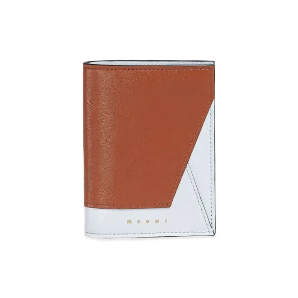 Marni Brown & White Tanble Leather Bi-Fold Wallet "Lust/Cloud"