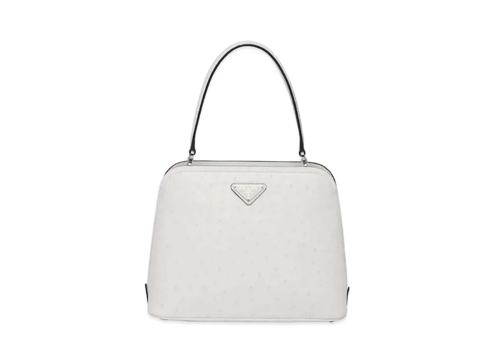 PRADA Matinee Ostrich Leather Bag "White"