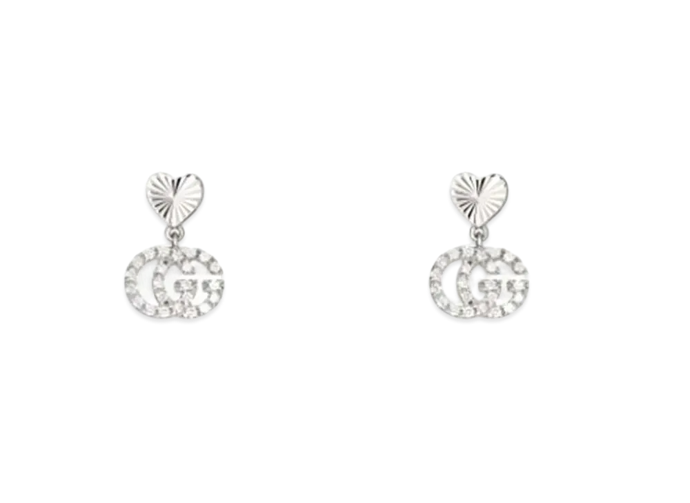 GUCCI GG Running 18K Earrings With Diamonds