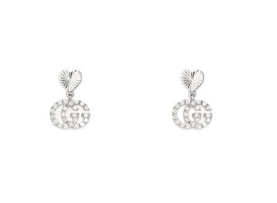 GUCCI GG Running 18K Earrings With Diamonds