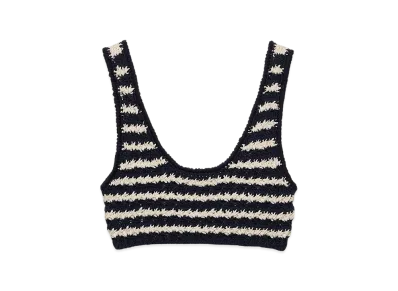 PRADA Women's Cotton Crochet Crop Top "Blue/Beige"