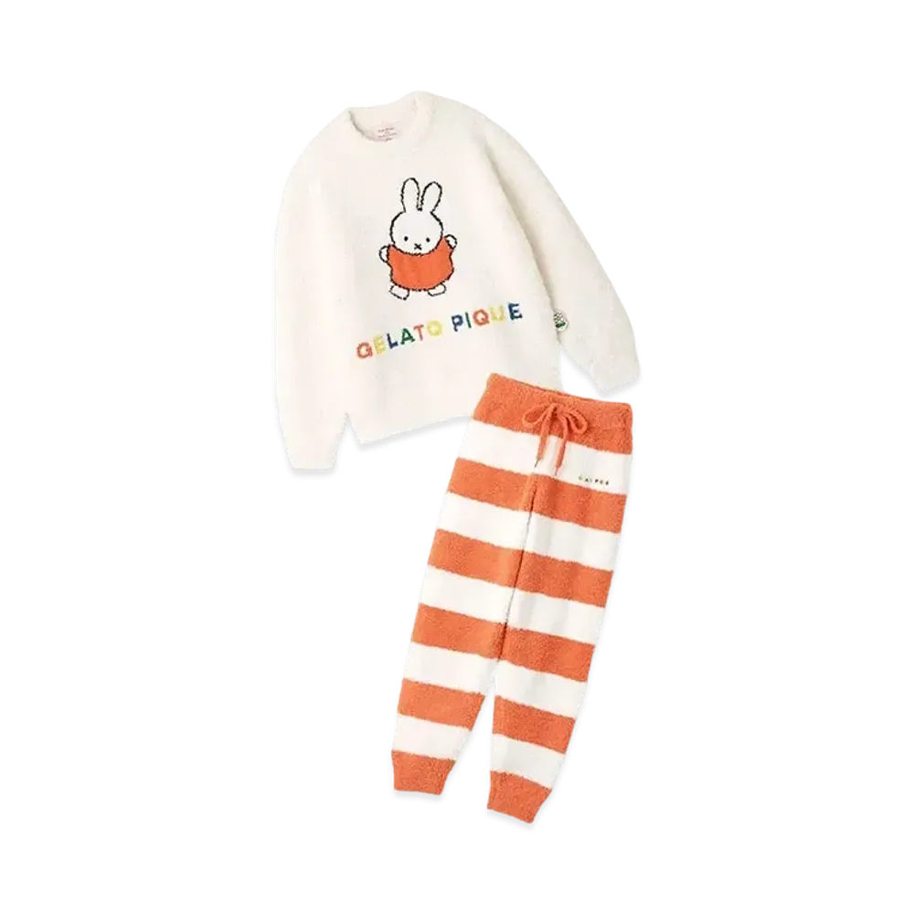 GELATO PIQUE x Dick Bruna Junior Baby Moko Jacquard Pullover & Long Pants Set "Cream"