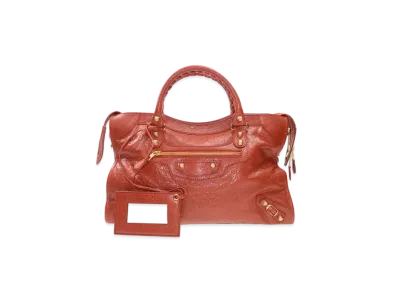 BALENCIAGA Handbag Lambskin "Orange Red"