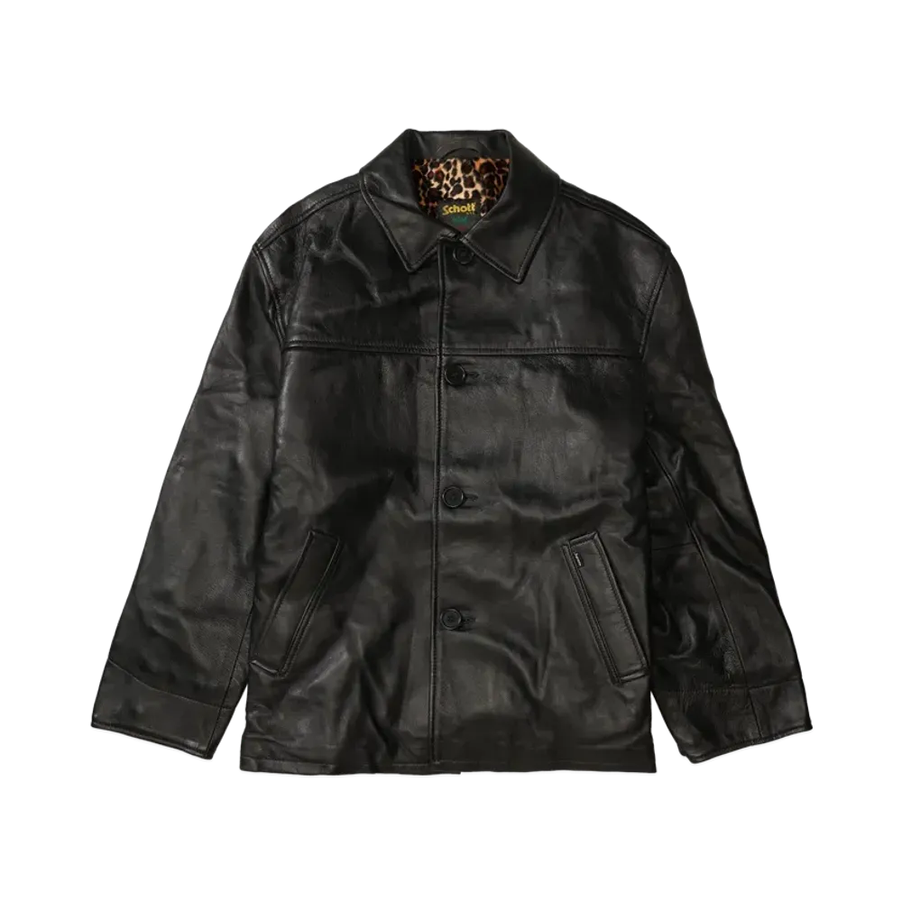 Supreme x Schott Leather Car Coat "Black"