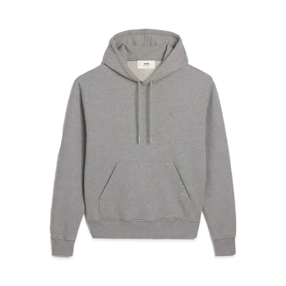 AMI PARIS Loop Back Organic Cotton Fleece Parka "Heather Gray"