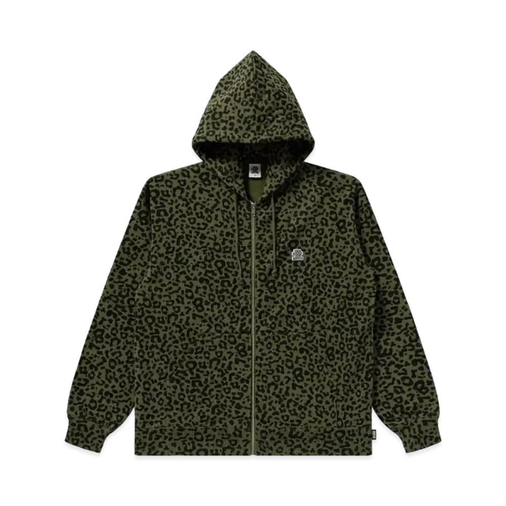 Blackeyepatch OG Label Leopard Zip Hoodie "Khaki"