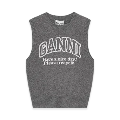 GANNI Graphic Vest "Frost Grey"